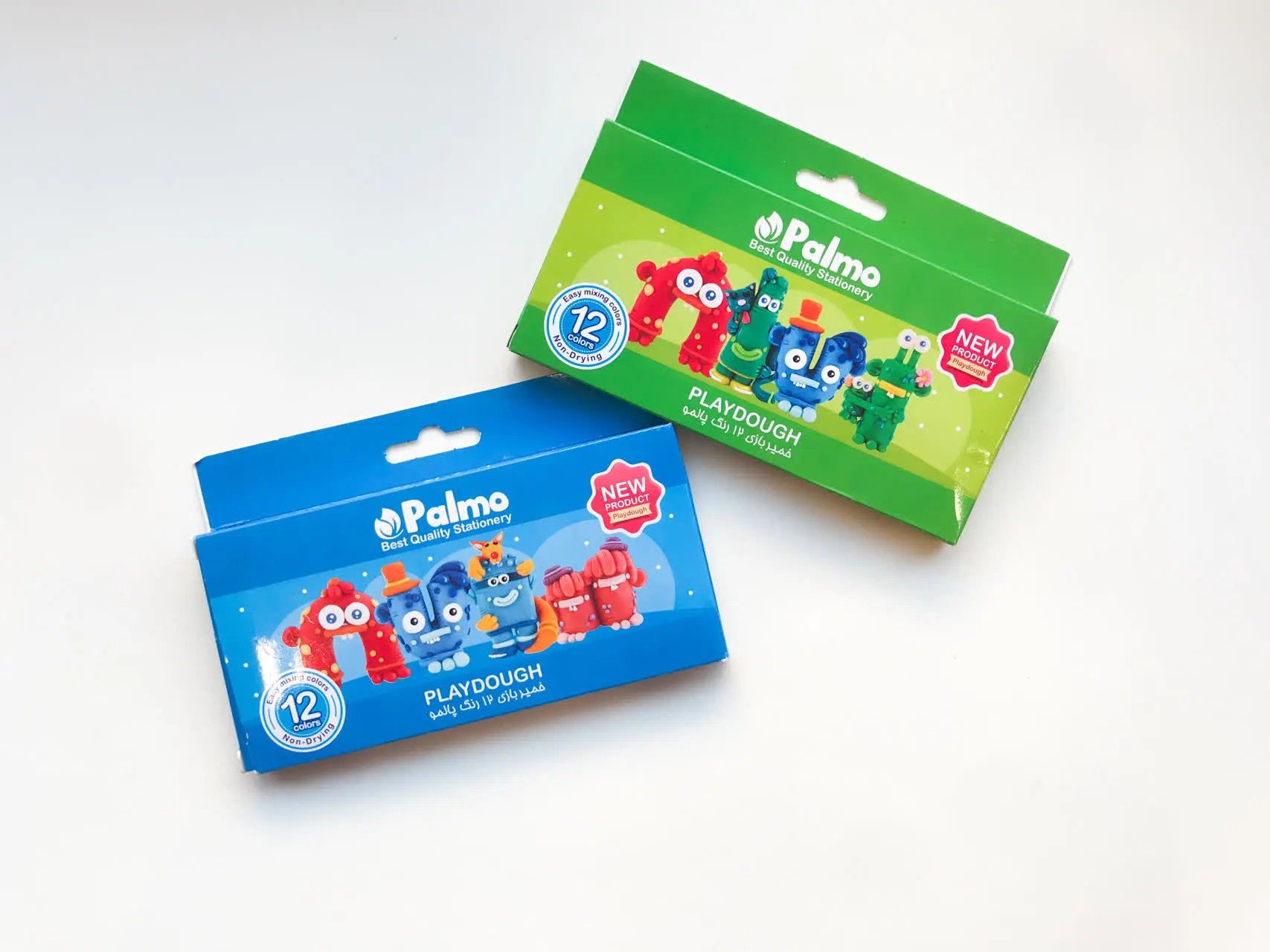 خمیر بازی ۱۲ رنگ جعبه مقوایی برند پالمو 😍
