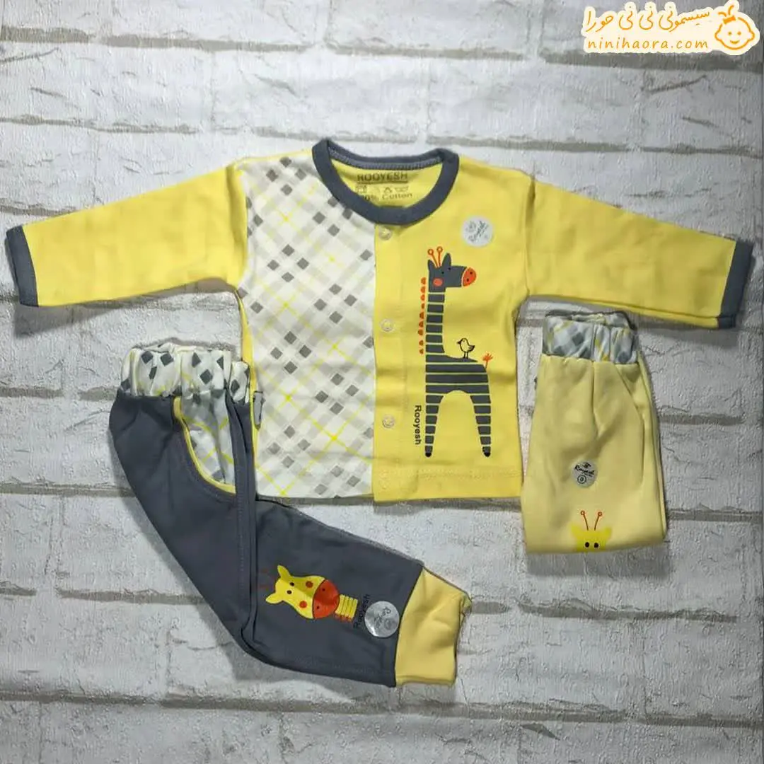 مانتو پنبه طرح زرافه زرد