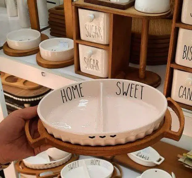 💥اردوخوری دوتایی سرامیکی چوبی💥