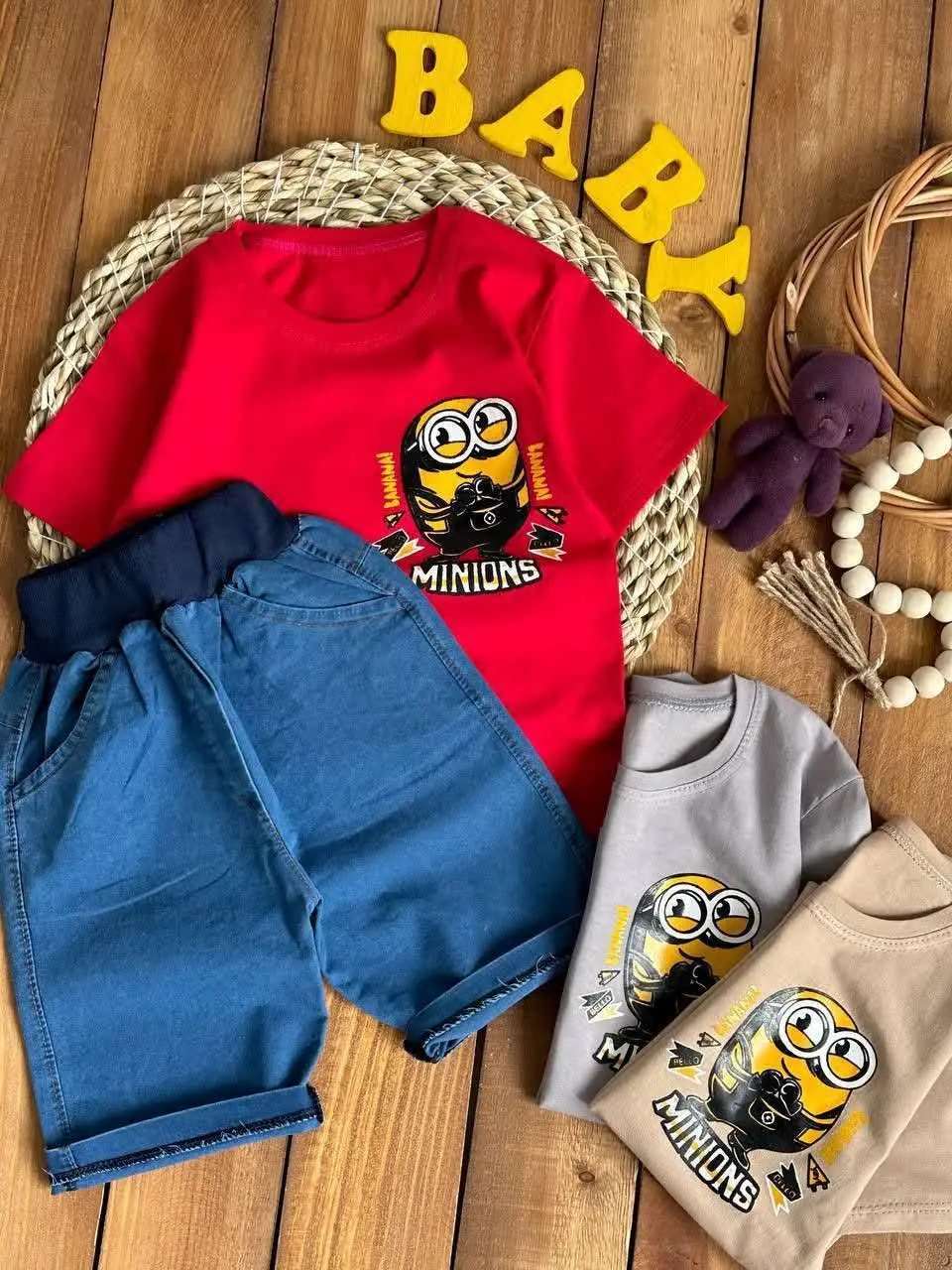 💞 تیشرت شلوارک جذاب طرح مینیون ها💞
