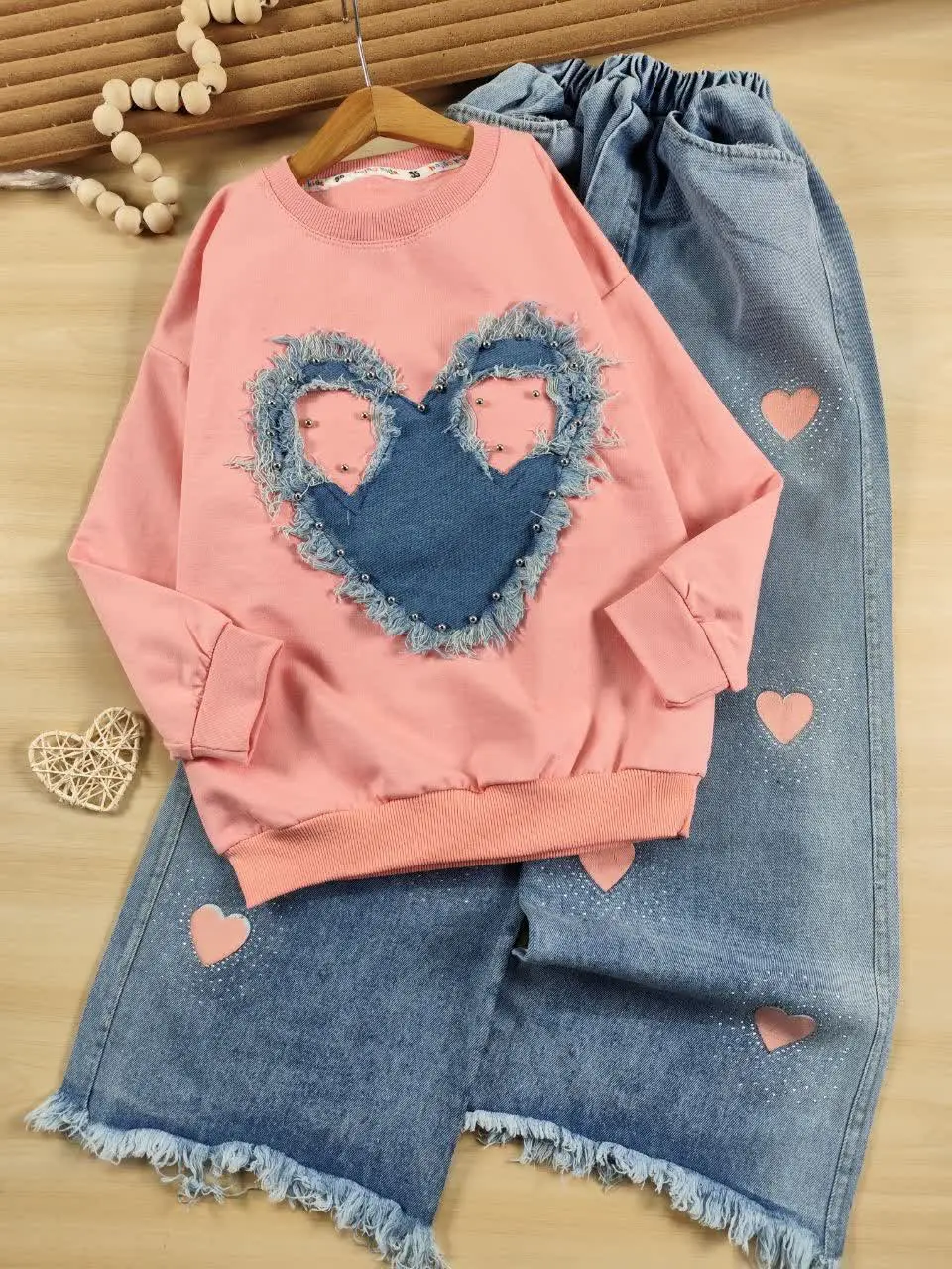 بلوز و شلوار قلب مرواریدی