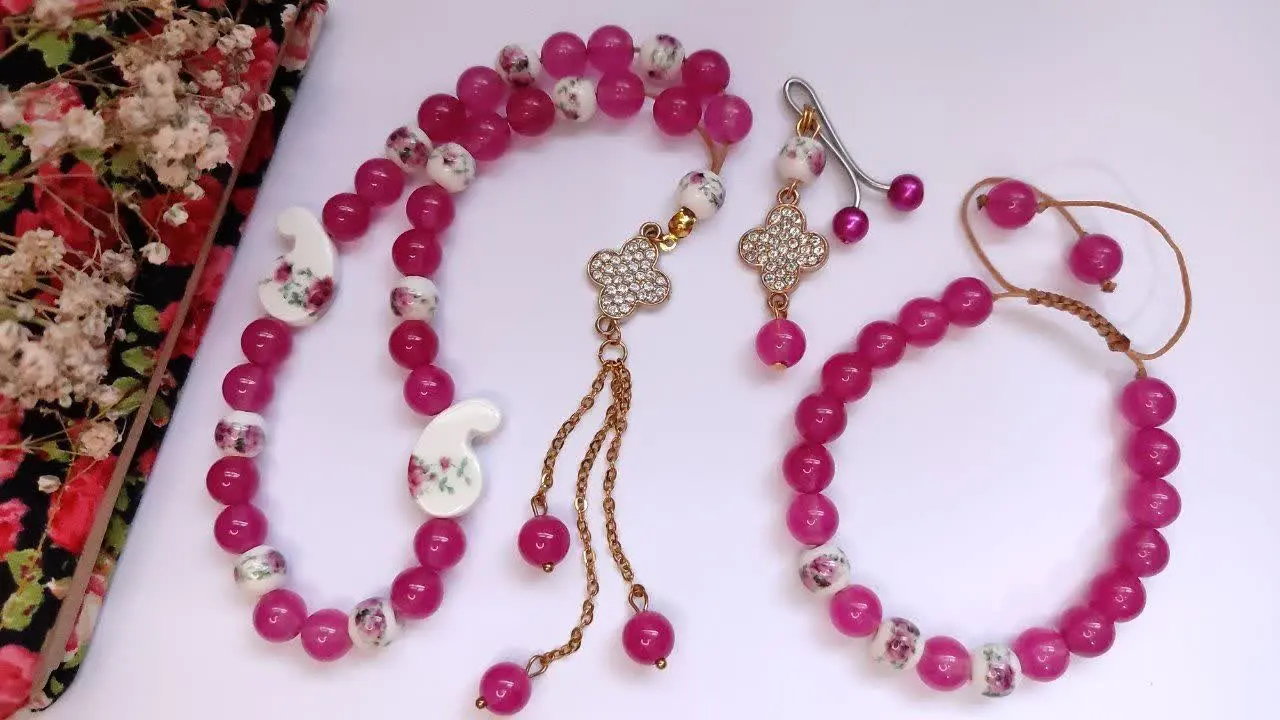 🍃🌸ست تسبیح، دستبند و گیره ح...