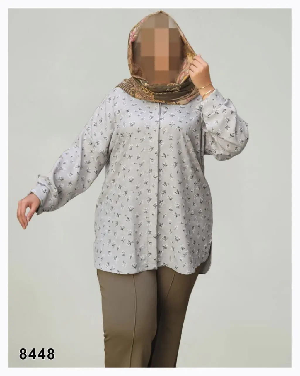 شومیز مانتویی پشت بلند (چاپ برجسته) 
