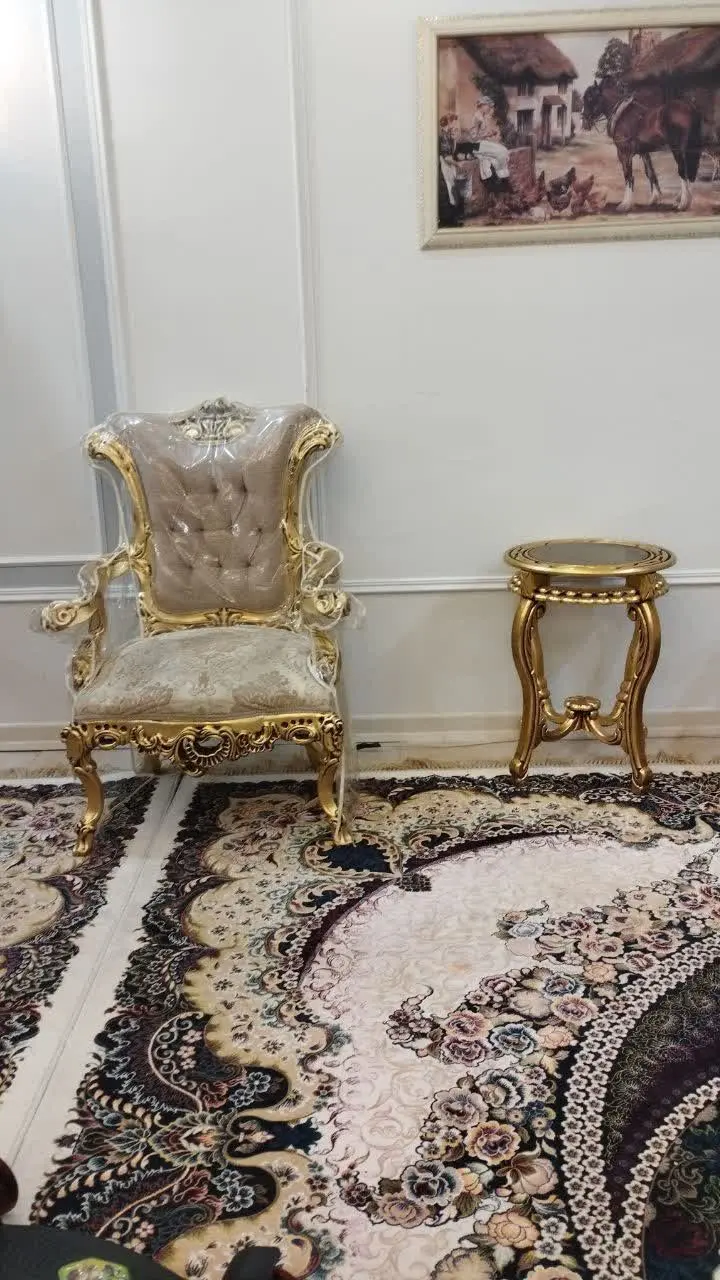 🟢 مبل استیل خرچنگی ۷نفره ورق طلا
