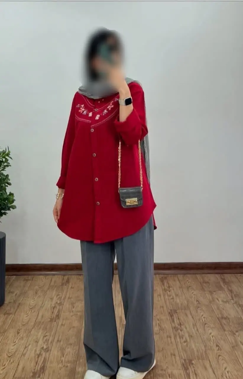 🍀 یه #شومیز #بهاره براتون شارژ کردیم با پارچه الیاف طبیعی 
