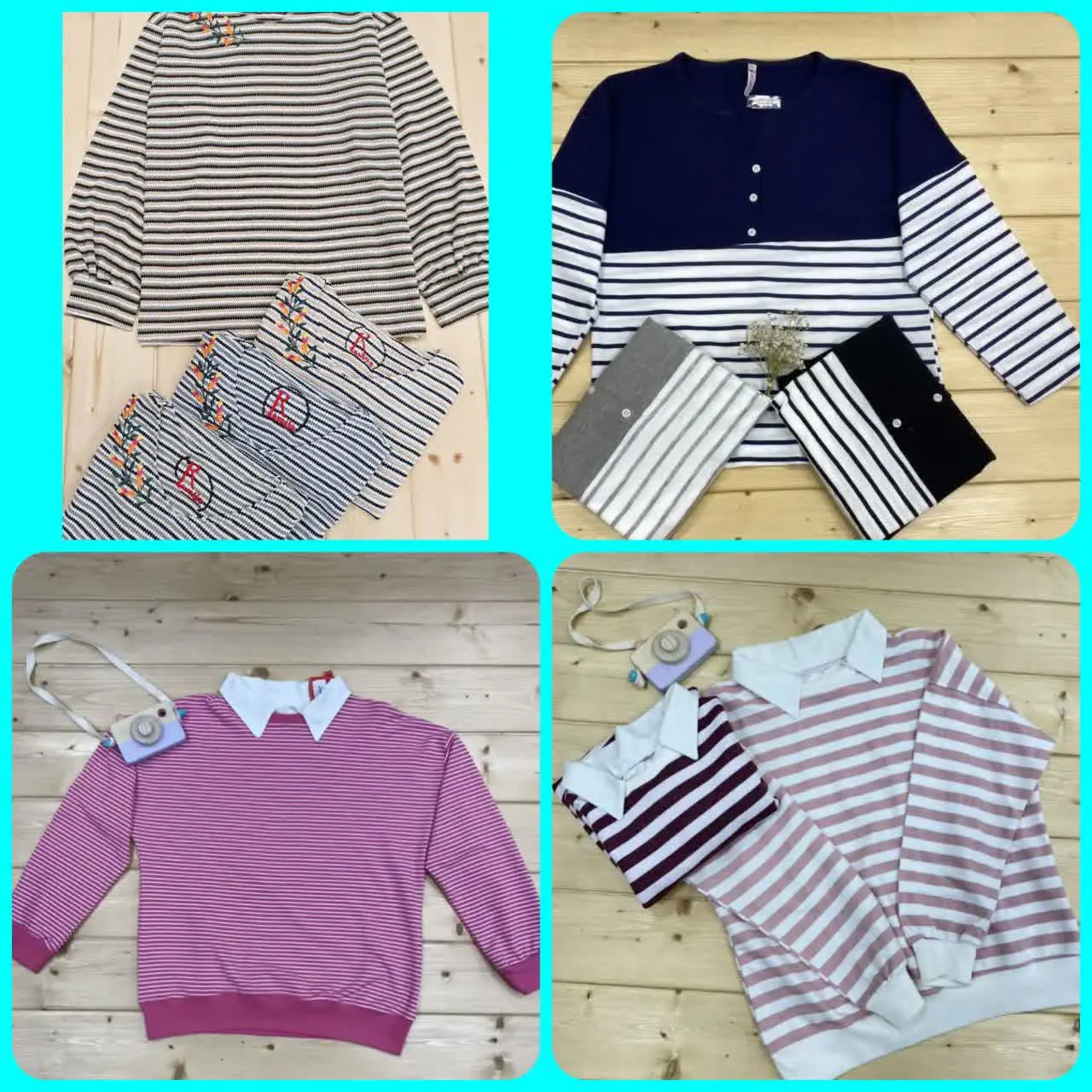 ۱. بلوز راه راه جلو دکمه
