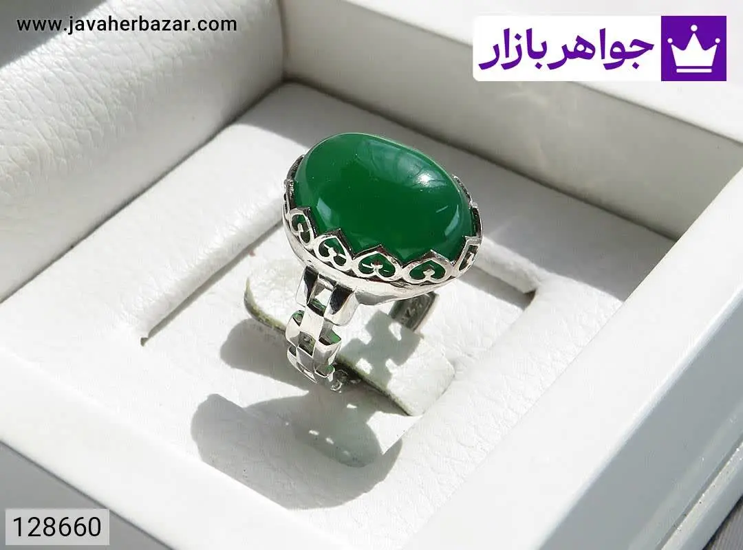 انگشتر نقره عقیق سبز دامله...
