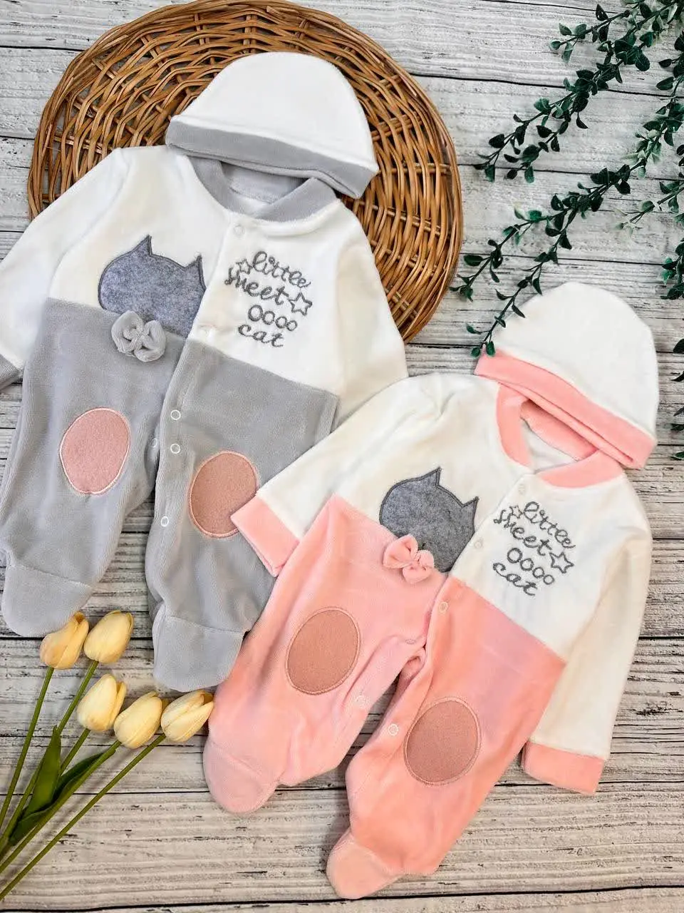 سرهمی مخمل طرح گربه پاپیون دار نوزادی و کودک کد ۱۱۲۰۷۱ 
