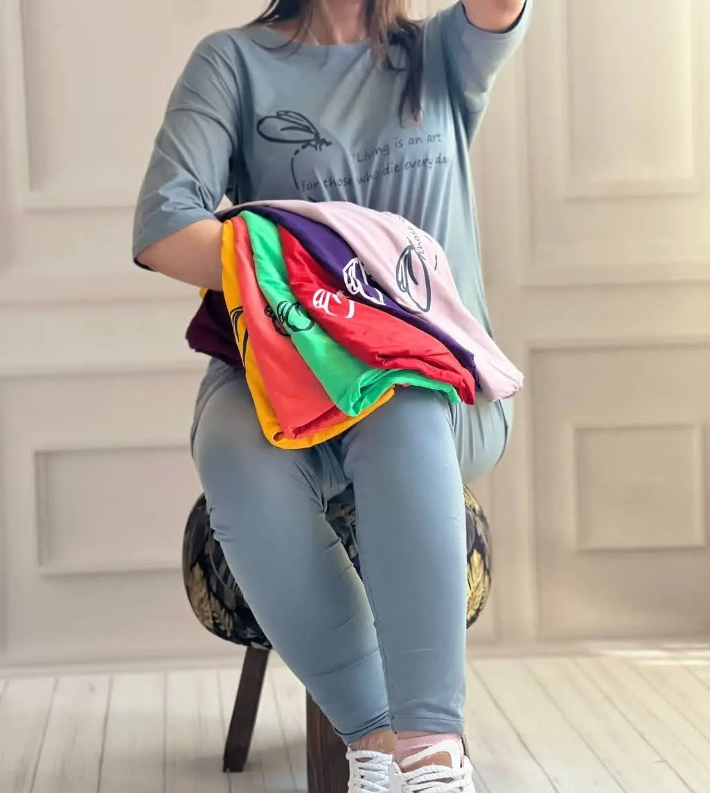 ❌ست تیشرت شلوار چاپدار پارچ...