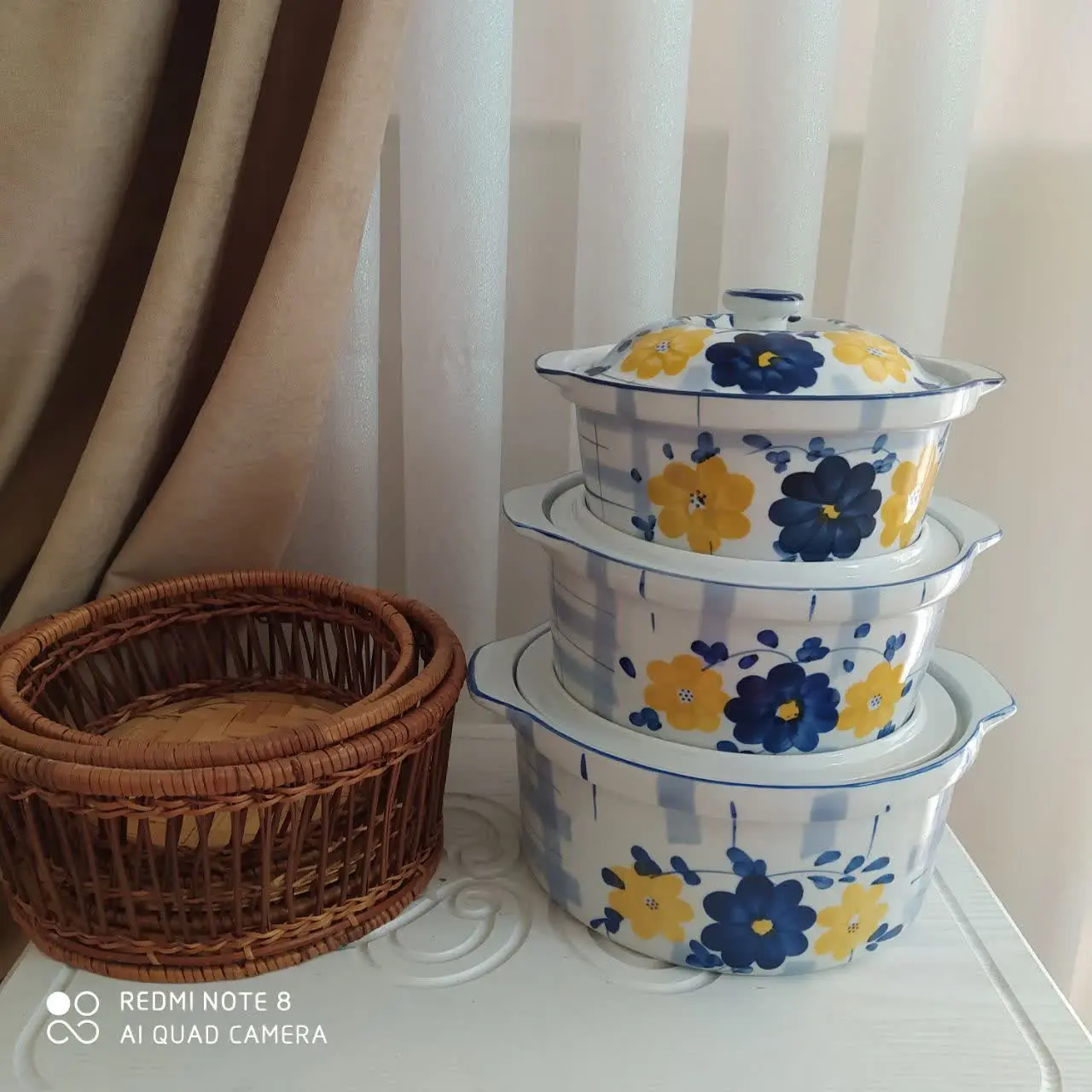 ست قابلمه‌ی گل آبی 💙💛 
