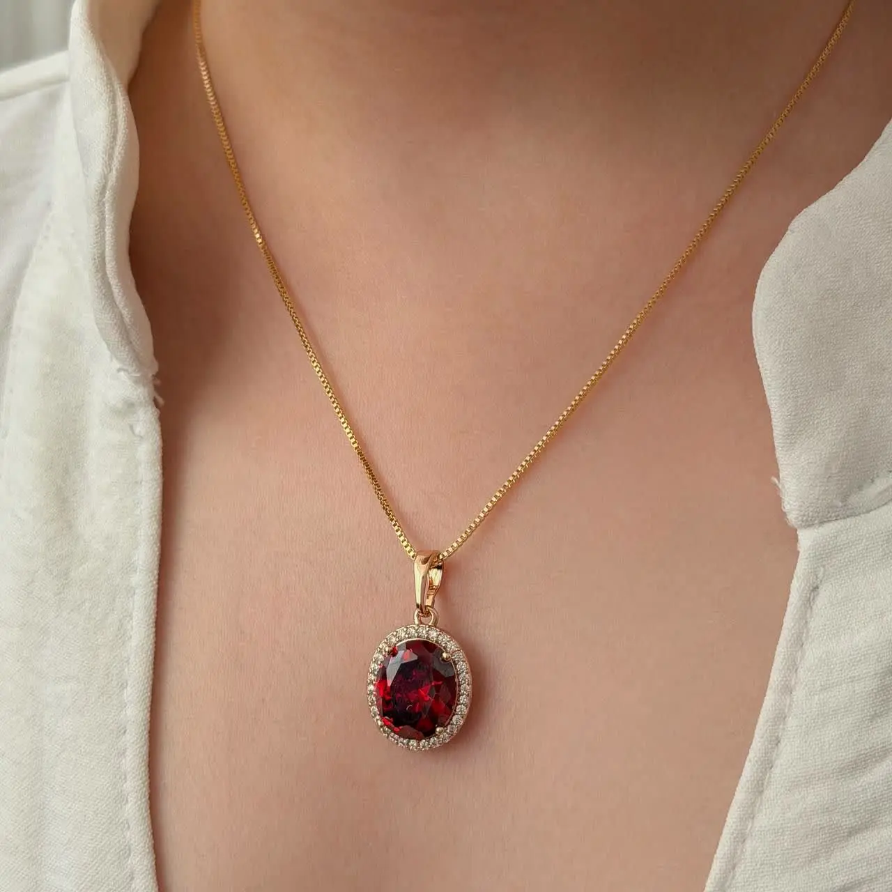 پلاک نگین قرمز ژوپینگ بدون...