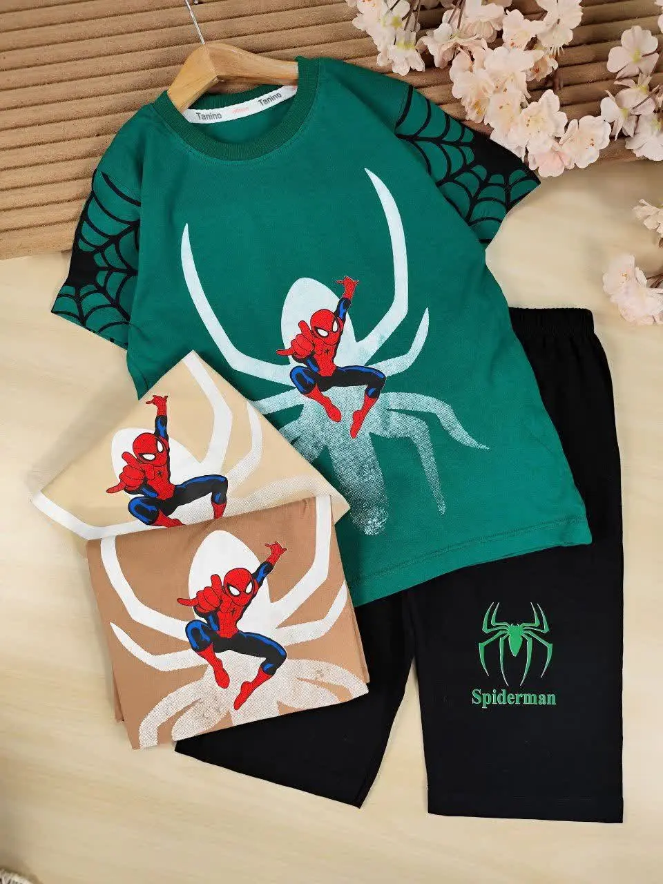 تیشرت شلوارک چاپی اسپایدرمن 
