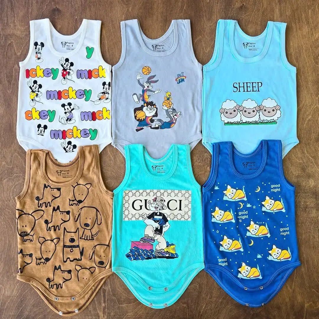 بادی رکابی ۶ طرح سایز ۴ تا ۶ 
