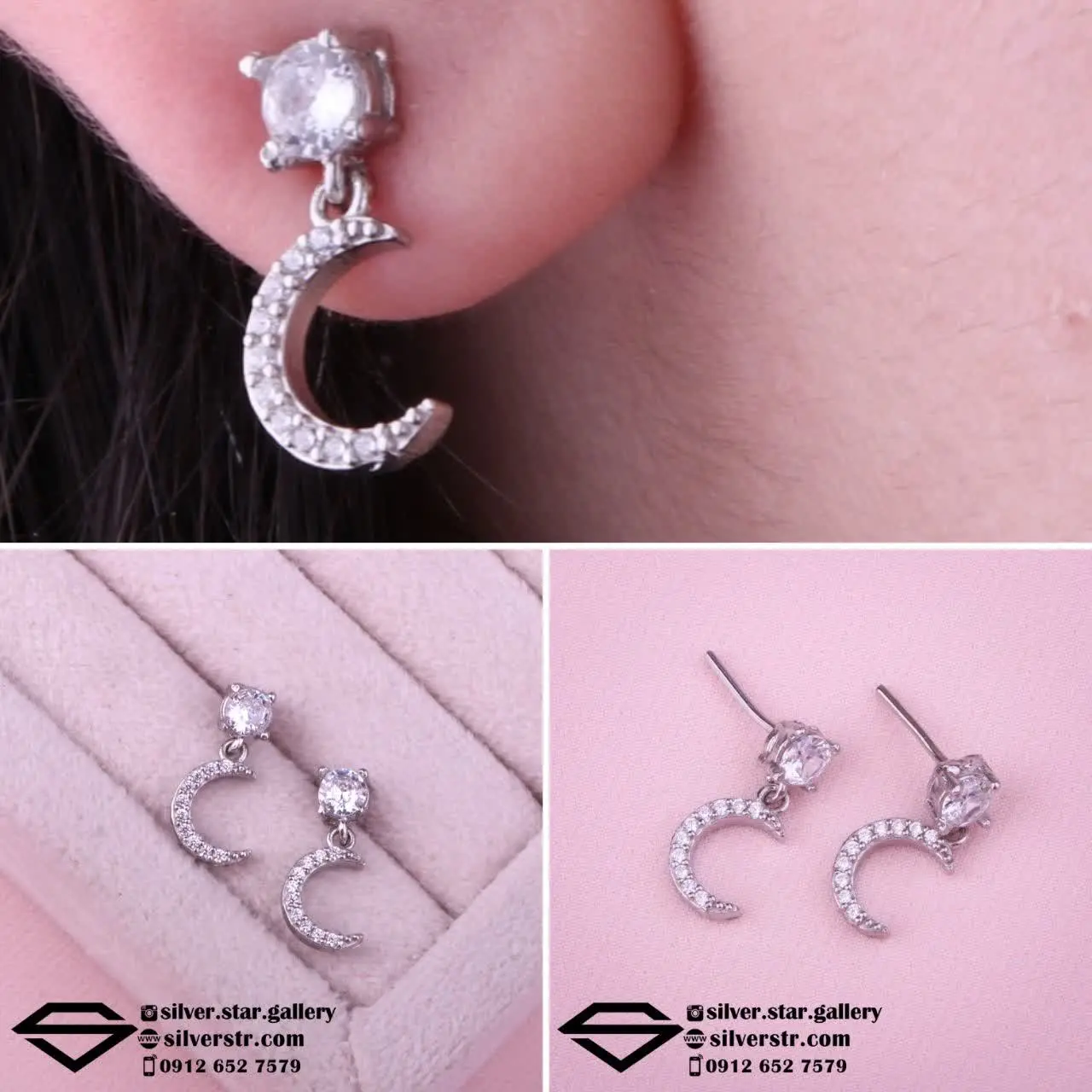 🌙 گوشواره زنانه دخترانه نقر...