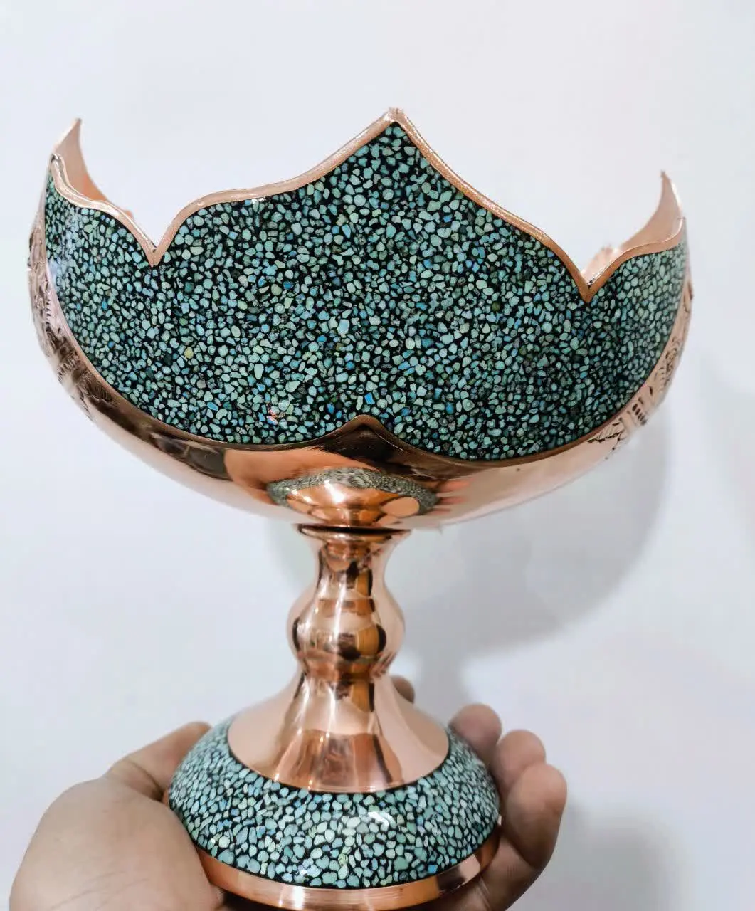 کشکول سایز دو قلم زنی مس و فیروزه💥💥
