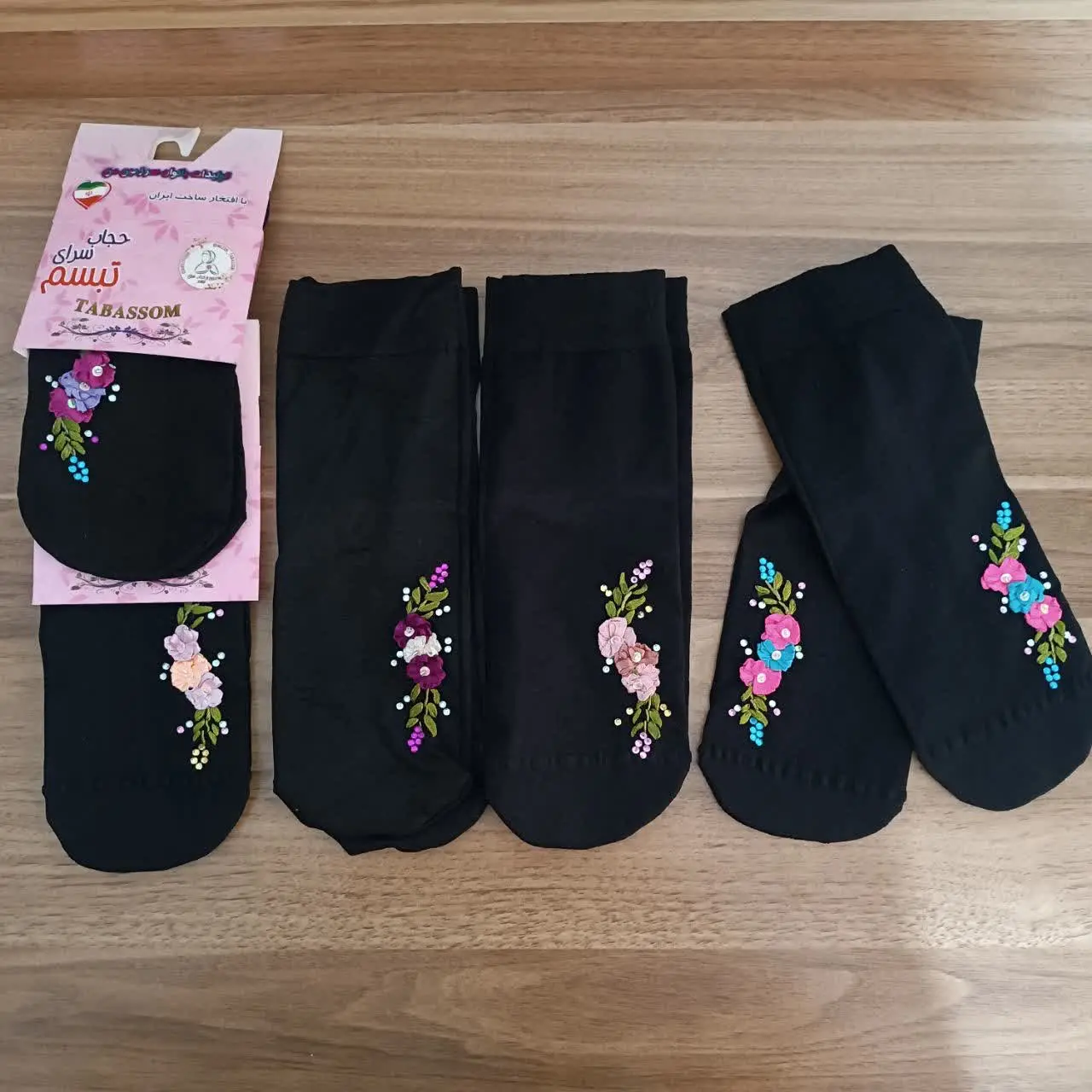 جوراب جذاب روبان دوزی و  نگ...