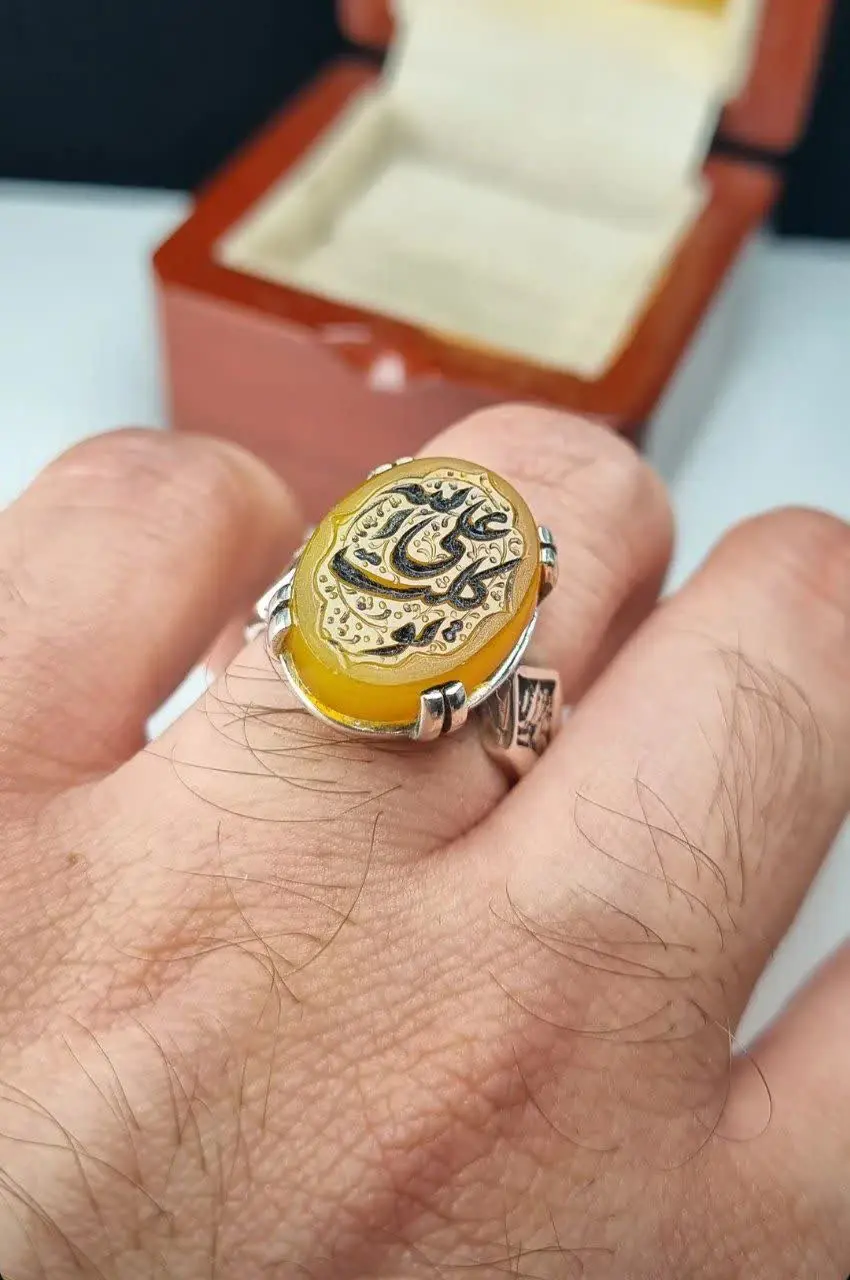 💎انگشتر عقیق زرد اصلی مردانه