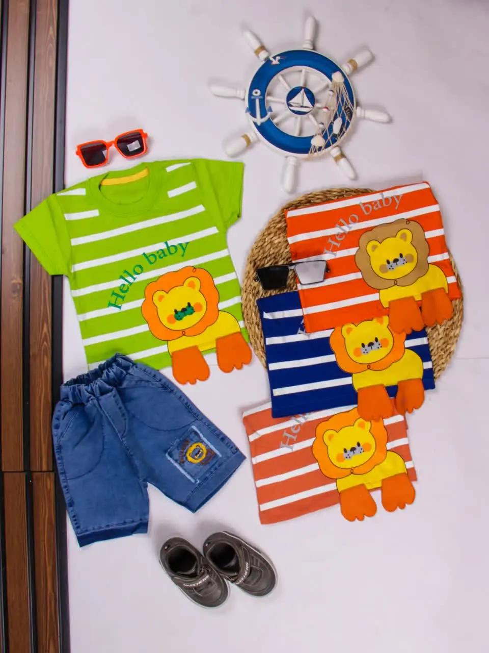 💢تیشرت شلوارک لی راه راه شیر💢
