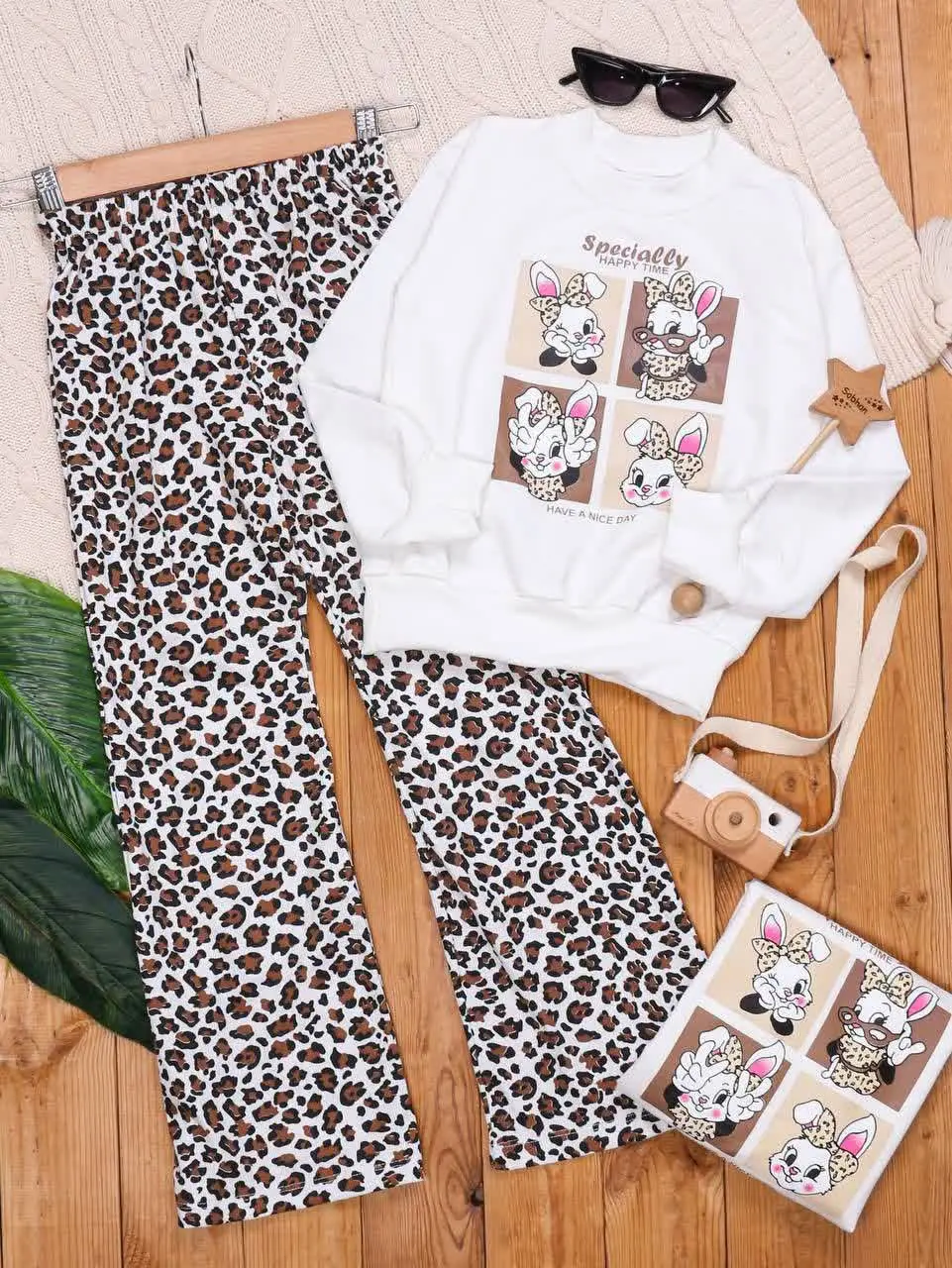 🎄بلوز شلوار پلنگی دخترانه خ...