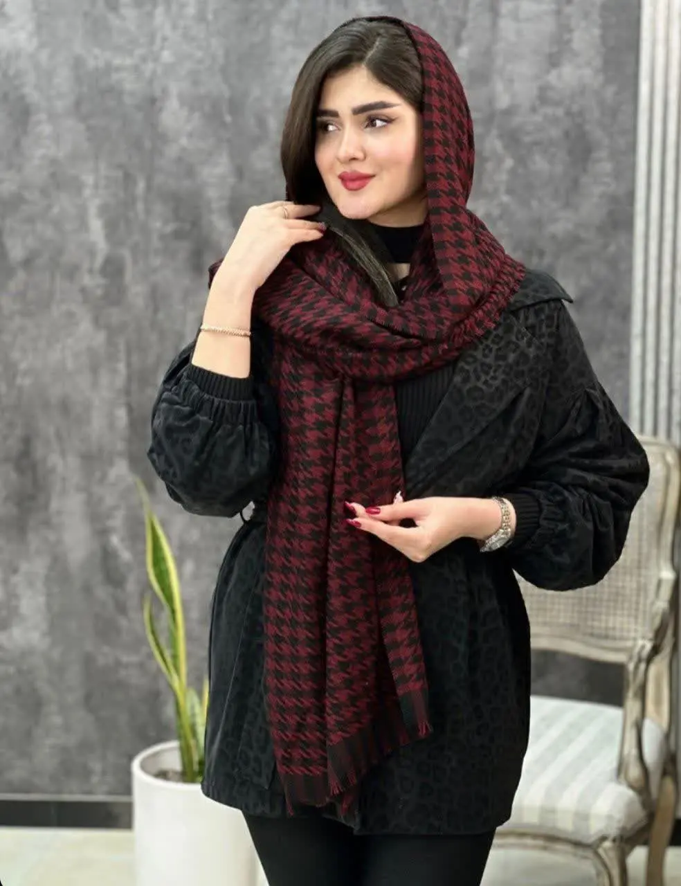 س❄️ نام: شال بافت طرحدار مدرن

