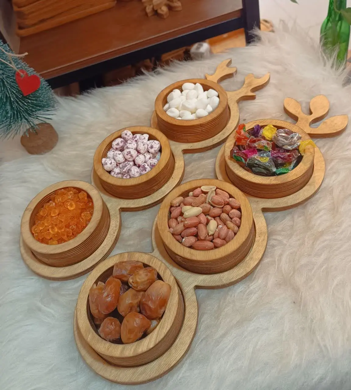 💫 آجیل خوری سه خونه چوبی 
