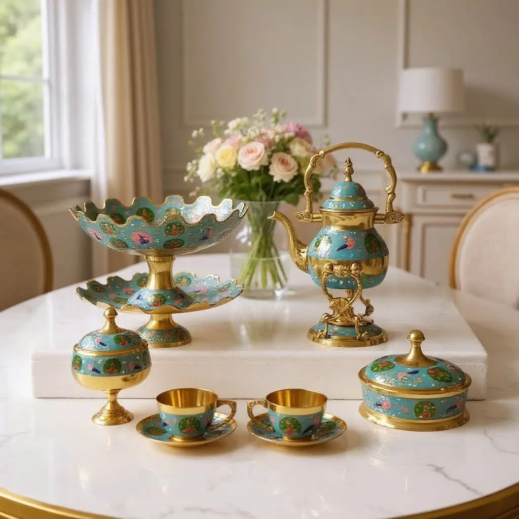 ست مینا کاری برنزی هندی