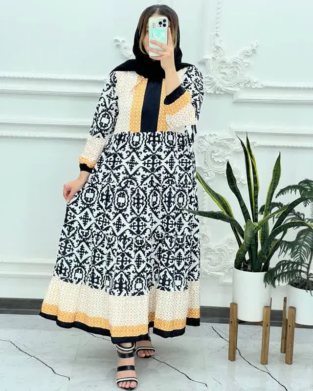 👗ساحلی فلور حاشیه دار 
