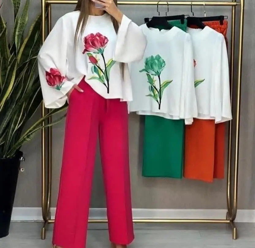 🍃نام: شومیز شلوار گل رز
