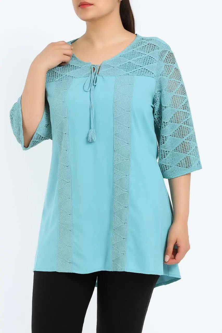 🌼شومیز خارجی آستین گیپور