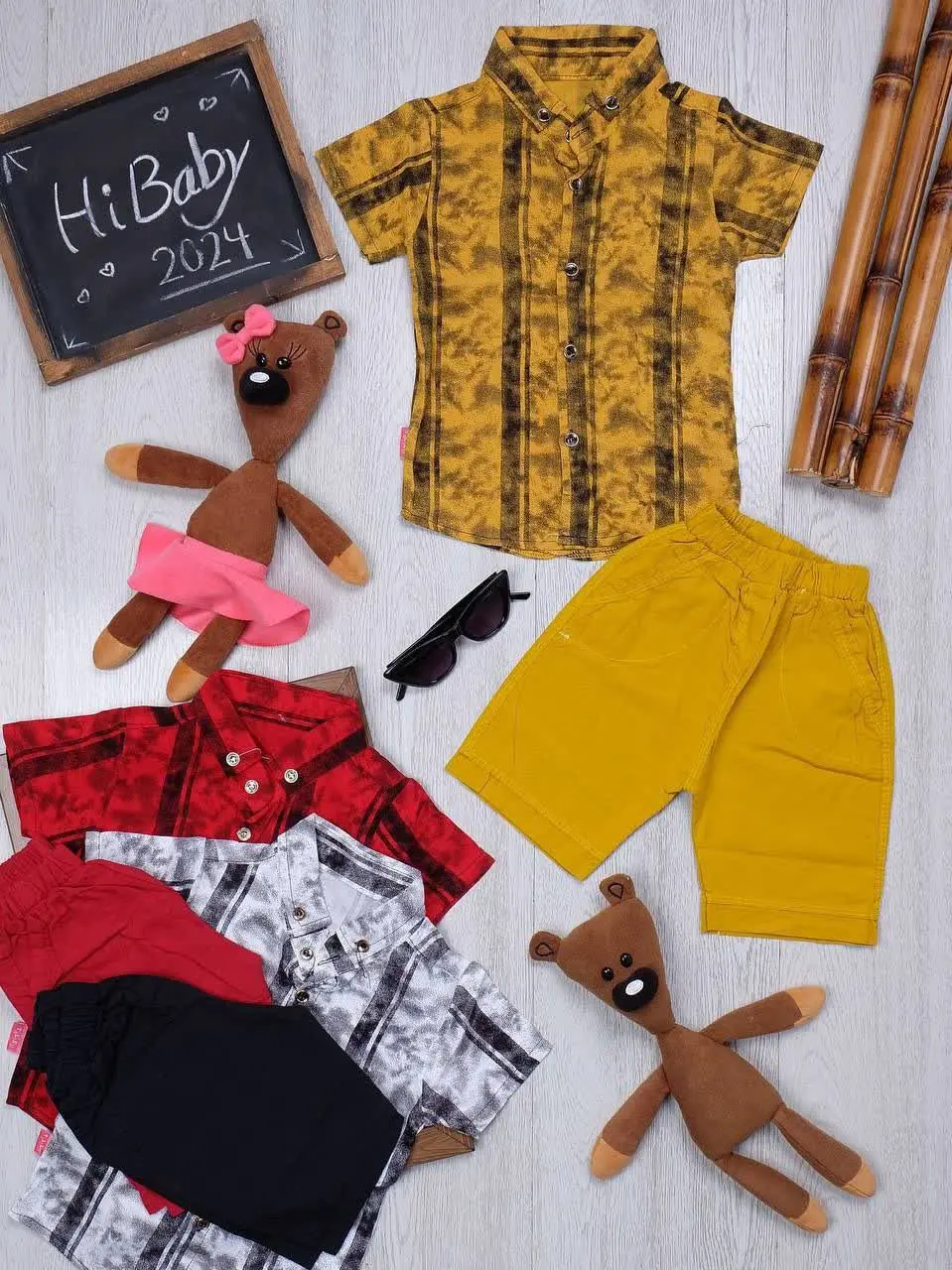 👫پیراهن و شلوارک نخی طرح خط پهن👫
