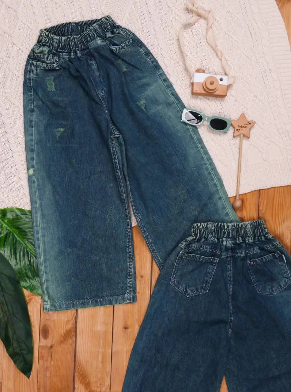 🎄 شلوار بگ دخترانه چاپ قلب ⭐️