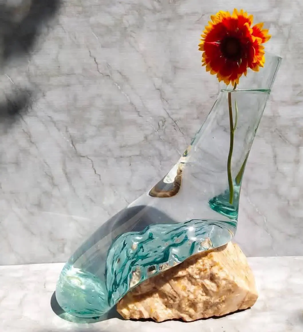 💥گلدان دفرمه شیشه و سنگ💥