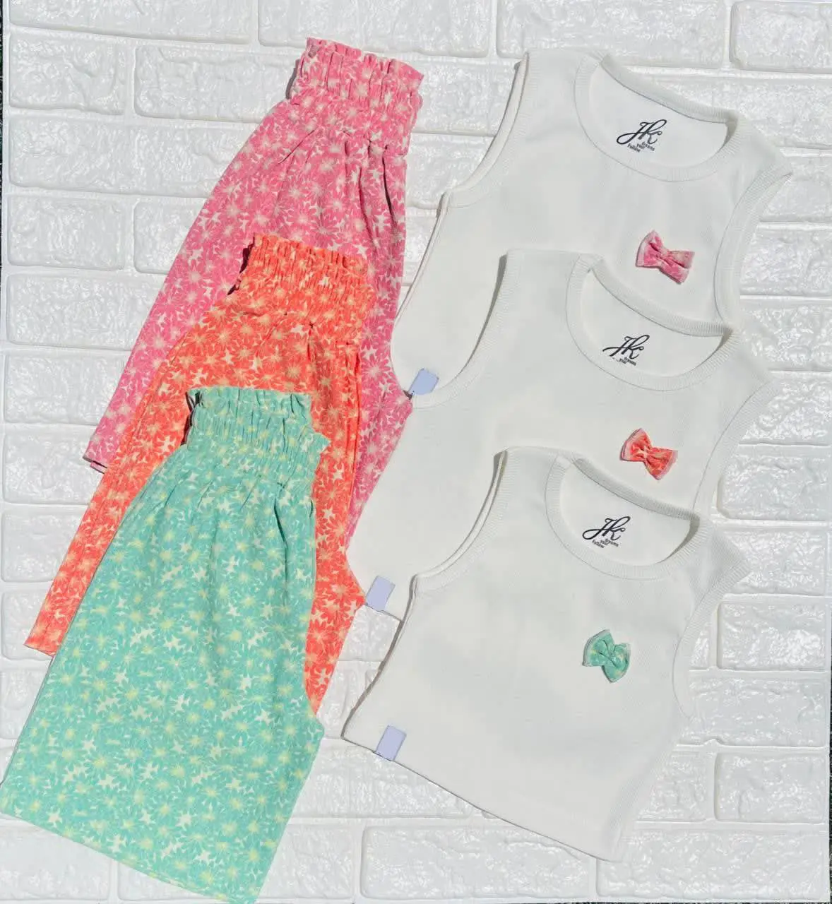 🔮ست نیم‌تنه با شلوارک طرح پاپیون🔮
