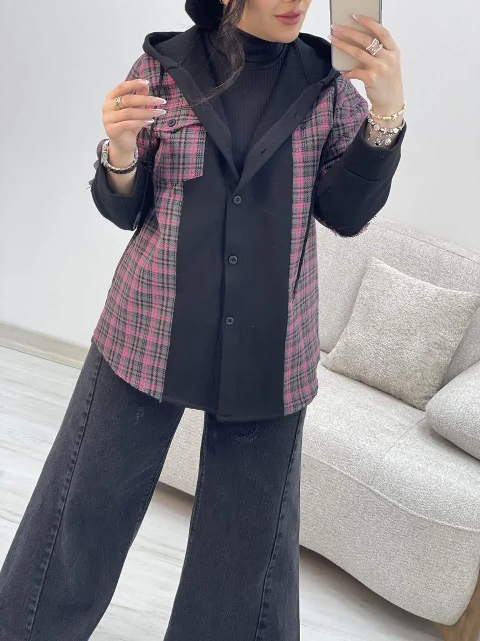 🛍نام: سویشرت کلاهدار ترکیبی🍂