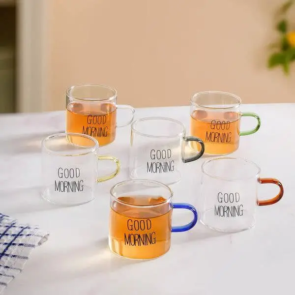 فنجان پیرکس دسته رنگی GOOD MORNING
