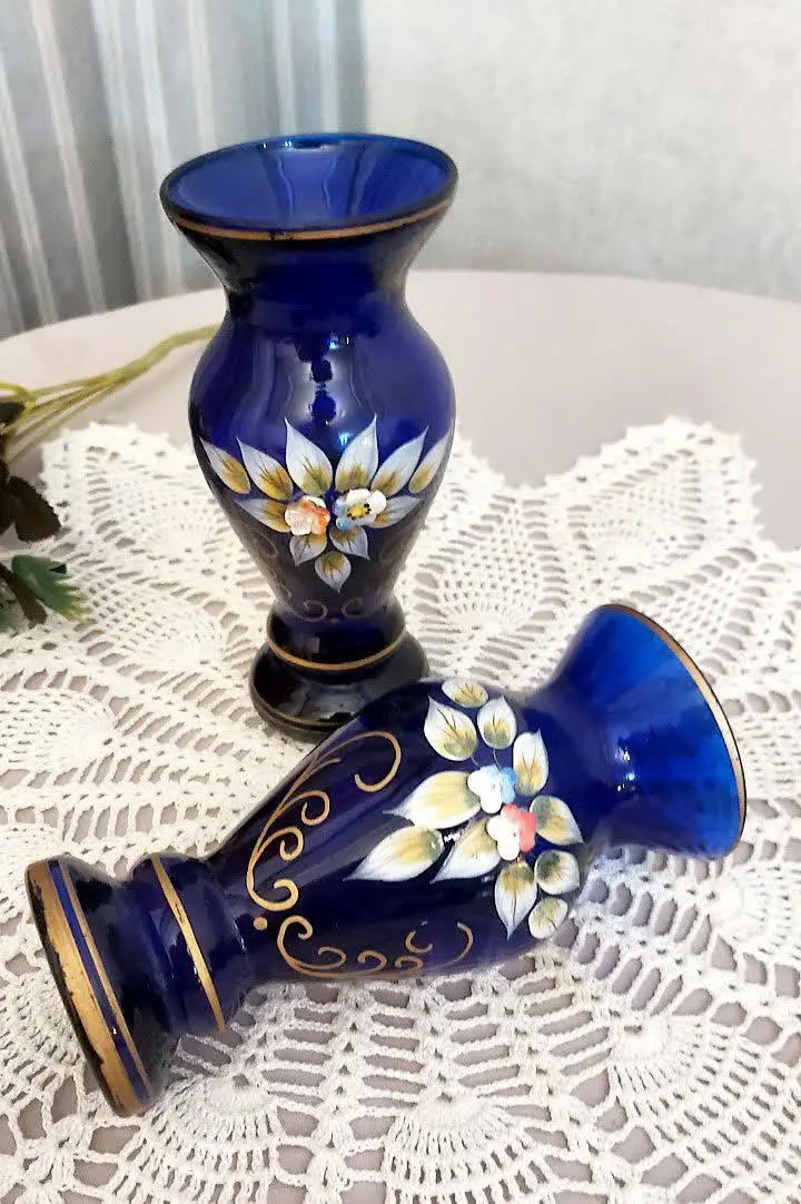 دوعدد گلدان کبالت ارتفاع ۱۴سانت 
