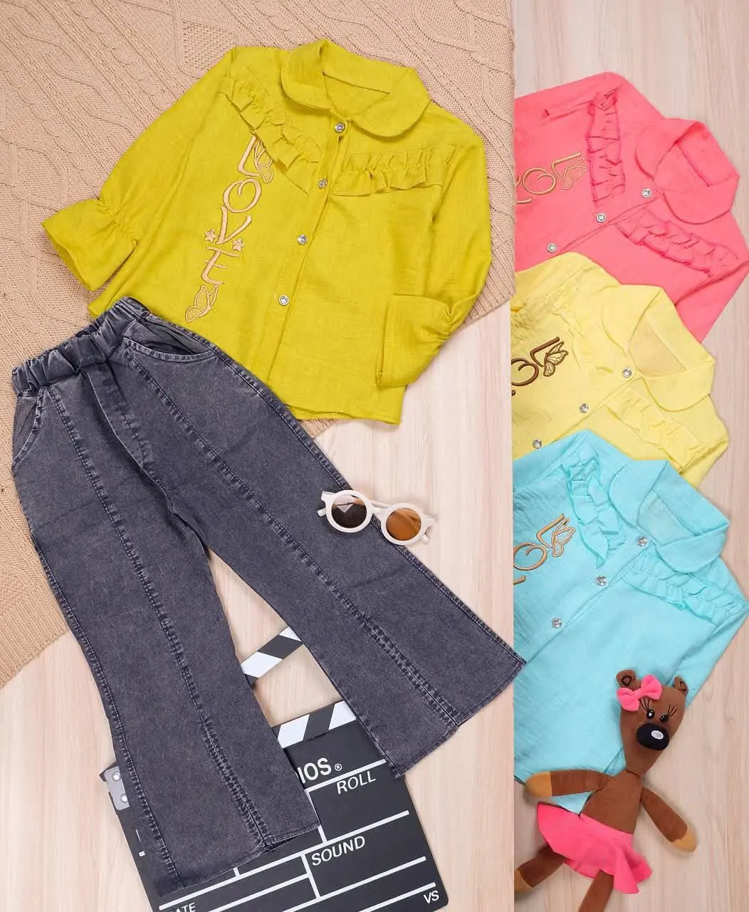 👫شومیز و شلوار سوفیا/جین زغالی LOVE👫
