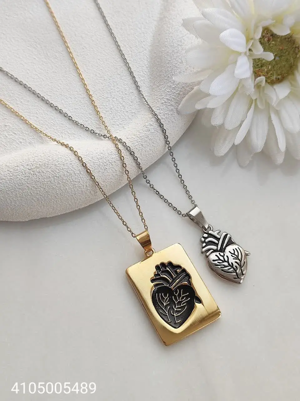 ❣کردنبند دوتایی ولنتاین استیل (با زنجیر) 
