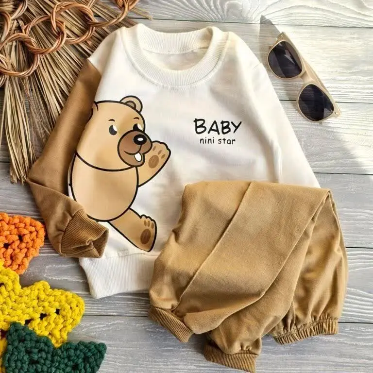 👶✨ لباس بچه‌گانه بلوز شلوار خرس! 🐻
