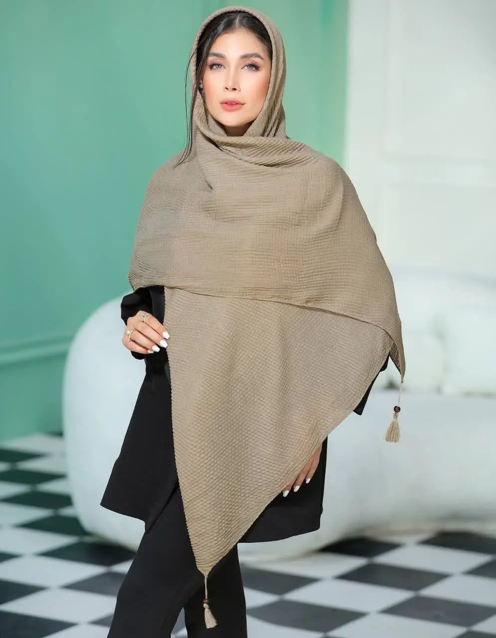🌸روسری نخی پلیسه