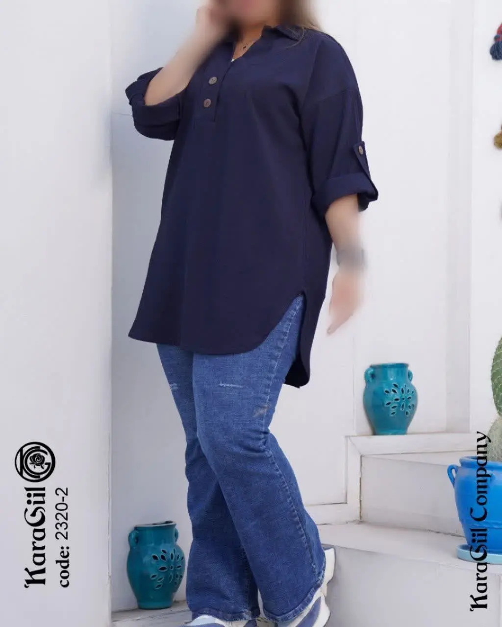 تونیک جلو بسته دو دکمه 
