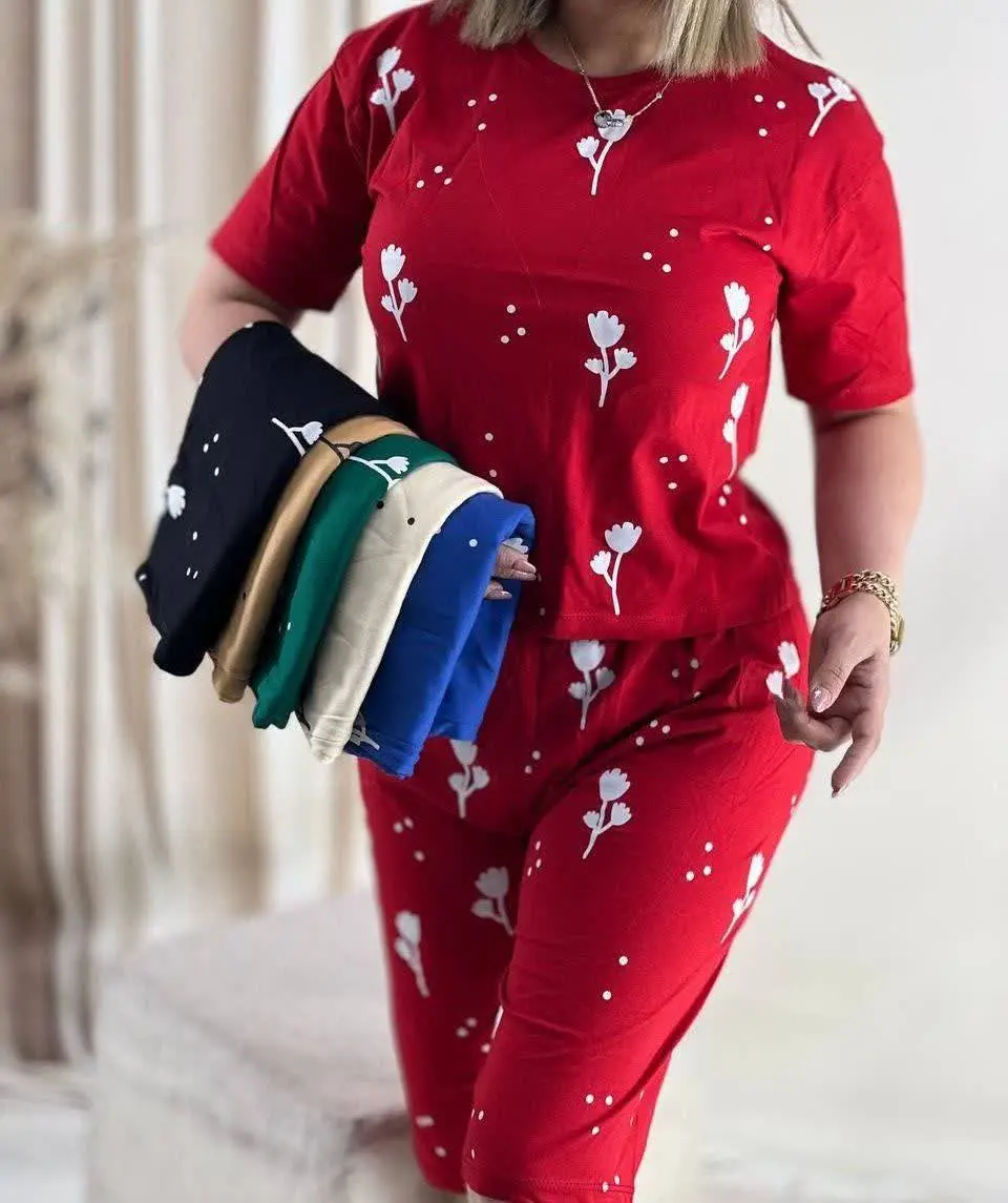 ⚜ست تیشرت شلوارک گل
