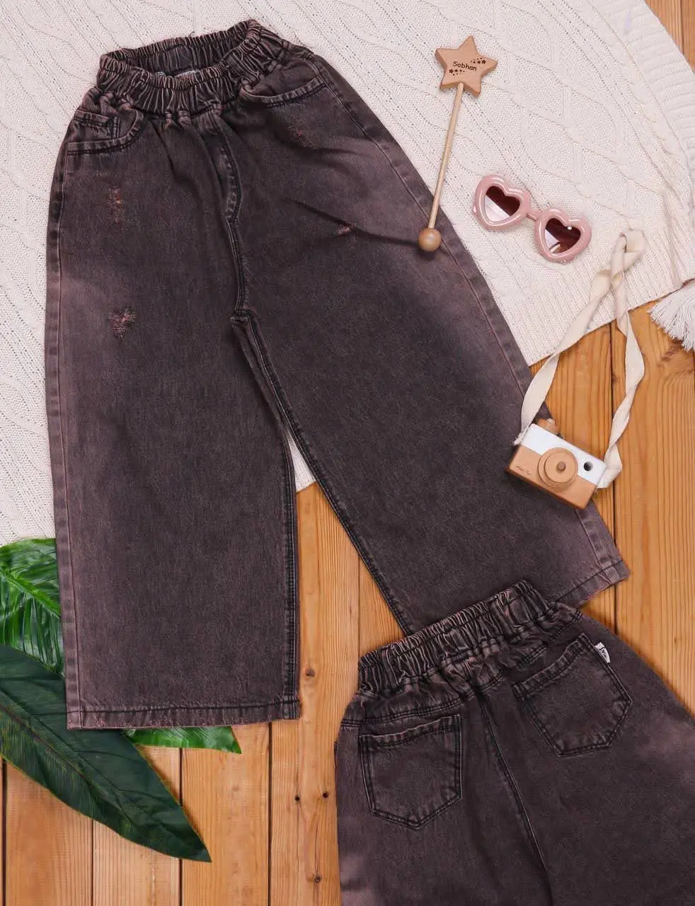 🎄 شلوار لی شافل بگ شست چوبی ⭐️