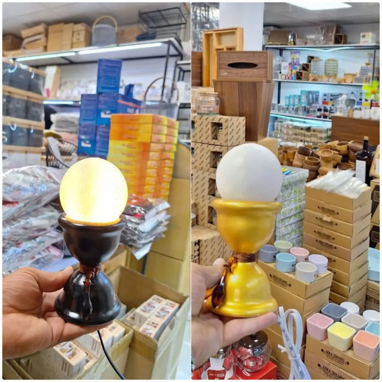 💥چراغ خواب سنگ نمک ساعت شنی