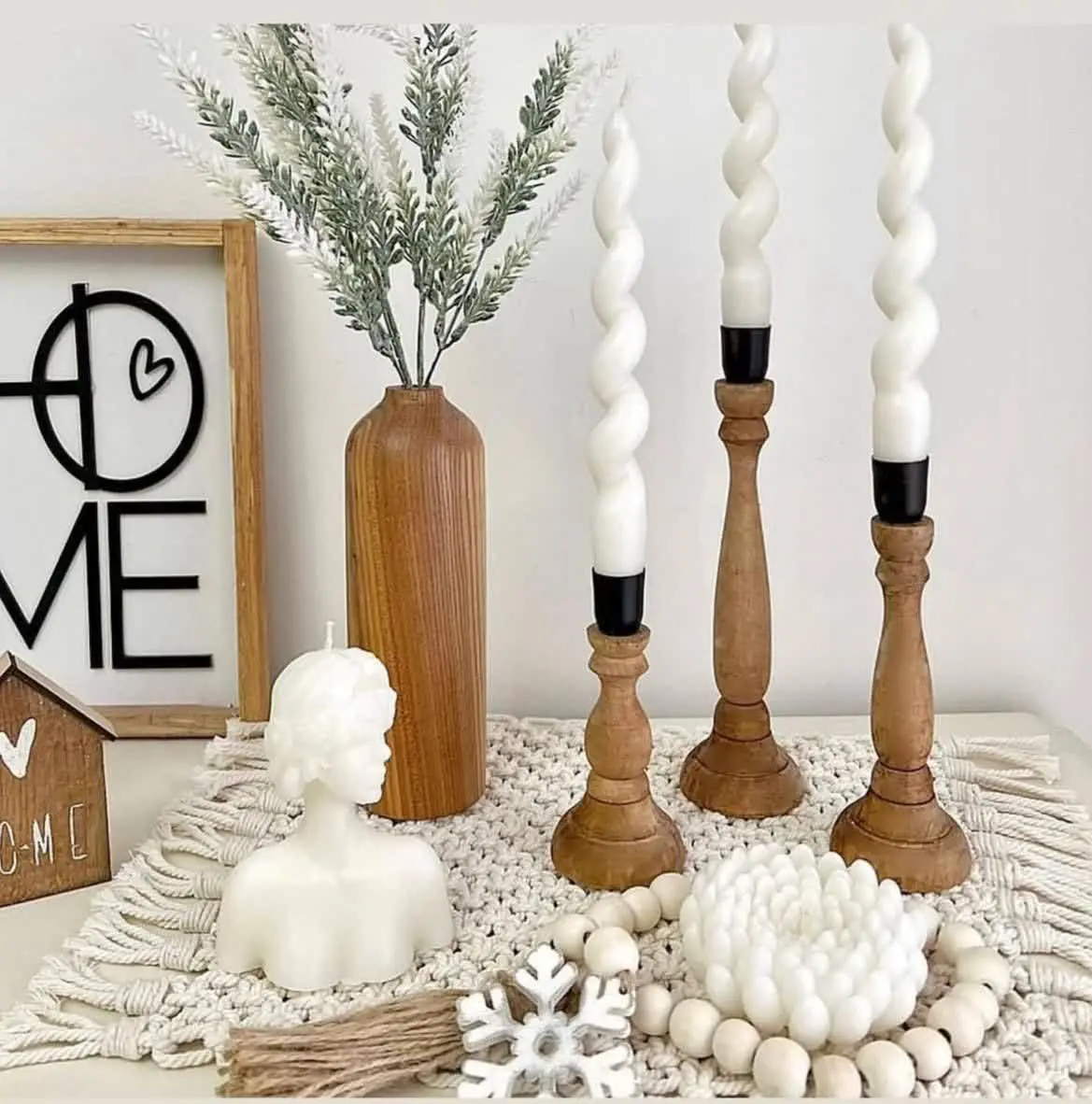 جا شمعی چوب و فلز ۳ سایز
