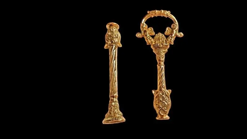 دسته میوه خوری ۲طبقه وهولدرفرشته طلایی
