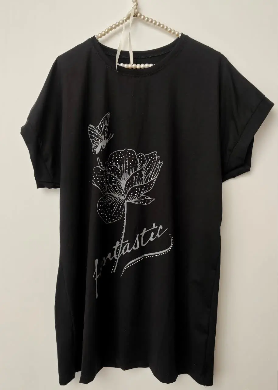 👚نام کالا: تی شرت قواره بزرگ زنانه طرح گل 😉👌
