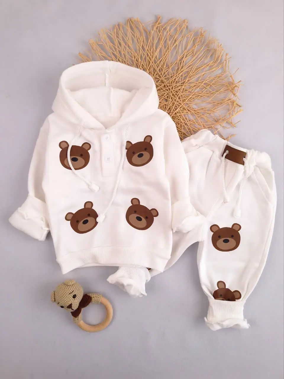 هودی شلوار توکرکی سفید تدی😍