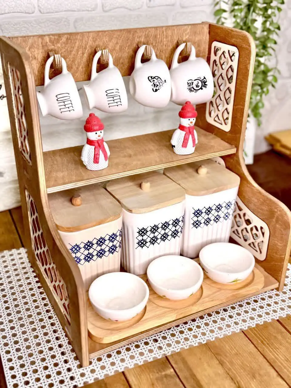 استند دوطبقه چوبی طرح گاد ا...