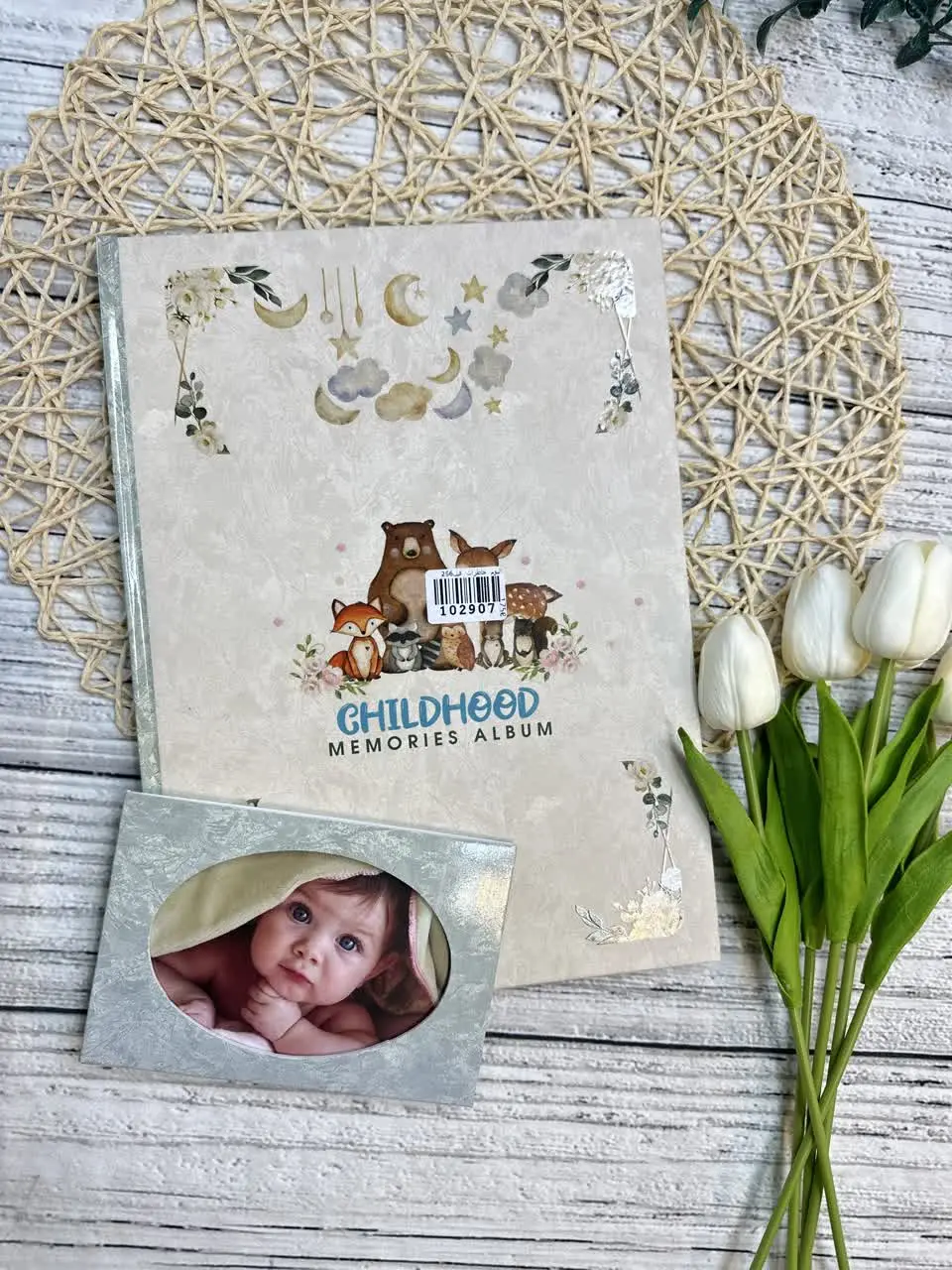 آلبوم خاطرات همراه با قاب عکس نوزادی و کودک کد ۶۵۰۰۲ 
